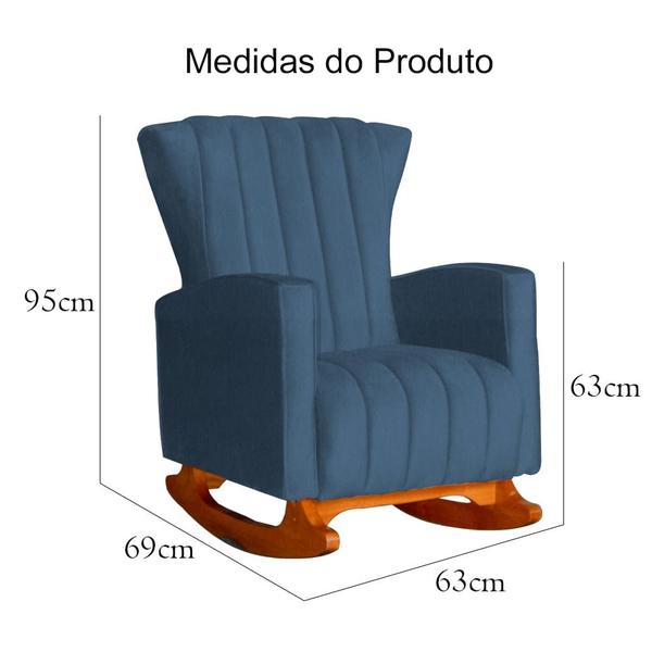 Imagem de Poltrona Balanço Para Amamentação Suede Azul Claro - Belliv Decor