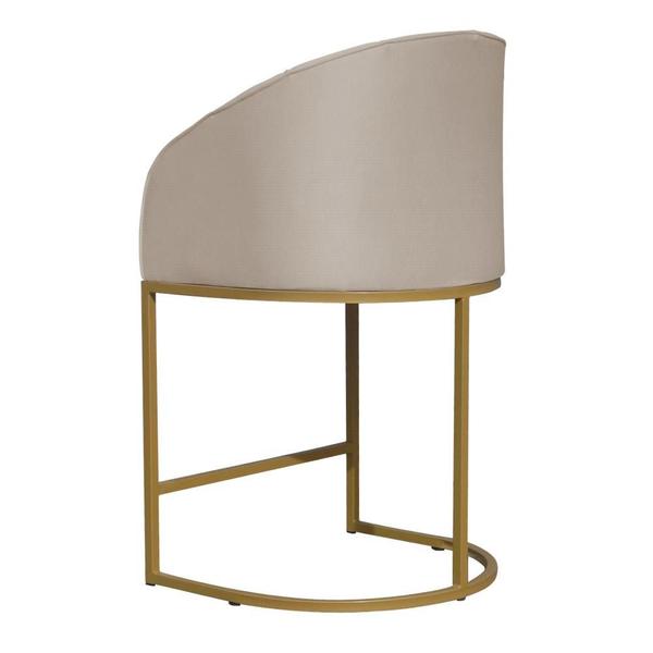 Imagem de Poltrona Banqueta Decorativa Base Metal Mia Suede Bege - LM DECOR