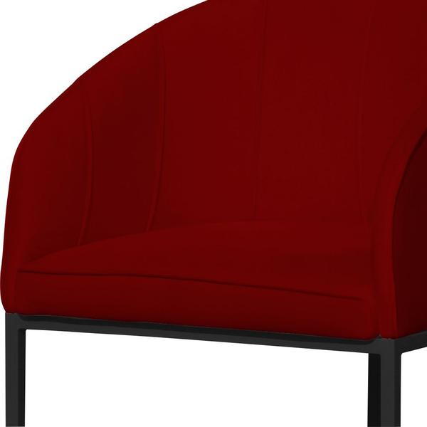 Imagem de Poltrona Banqueta Decorativa Luxo Mia Suede Base Metal Preta - Estopar