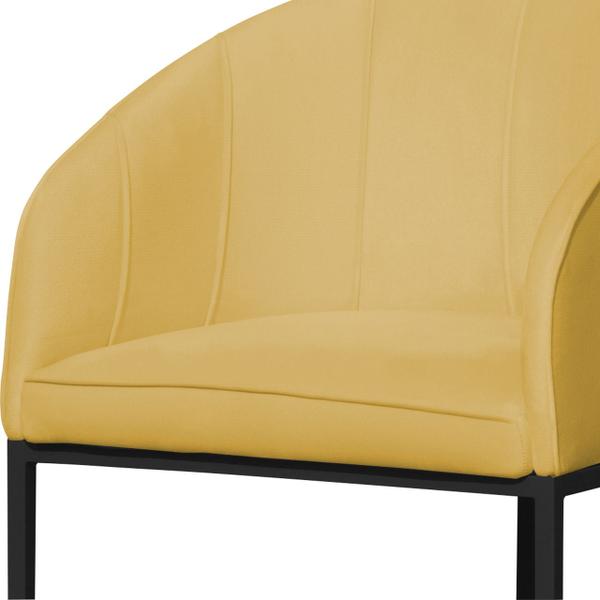 Imagem de Poltrona Banqueta Decorativa Luxo Mia Suede Base Metal Preta - Estopar