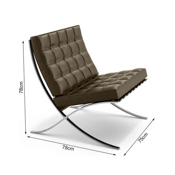 Imagem de Poltrona Barcelona Inox Couro Marrom