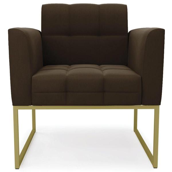 Imagem de Poltrona Base Industrial Dourado Kit 2 Ana Suede Marrom