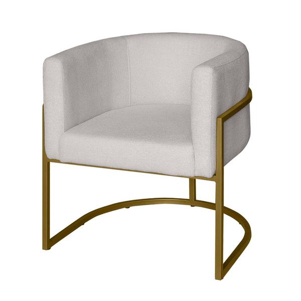 Imagem de Poltrona Base Industrial Dourado para Sala Lety Blouclê Off White