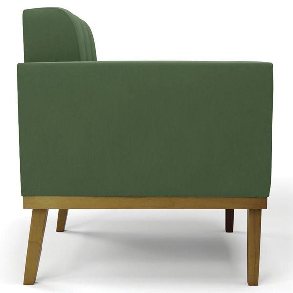 Imagem de Poltrona Base Madeira Castanho Kit 2 Ana Suede Verde