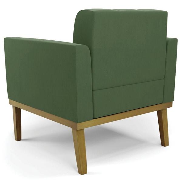 Imagem de Poltrona Base Madeira Castanho Kit 2 Ana Suede Verde