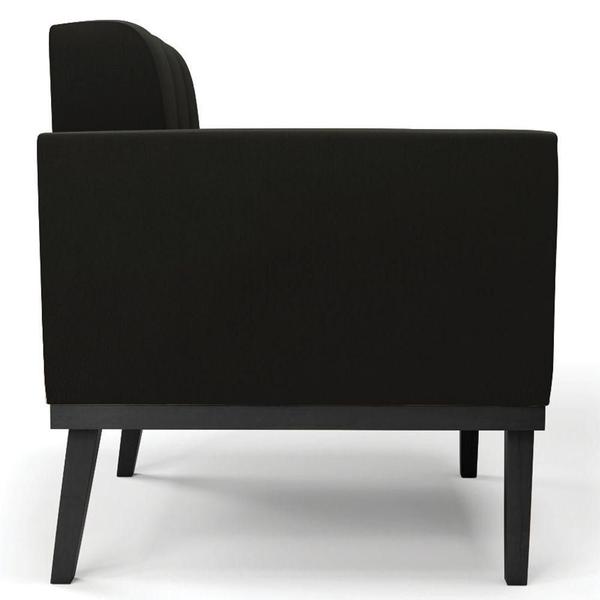 Imagem de Poltrona Base Madeira Preto Kit 2 Ana Suede Preto