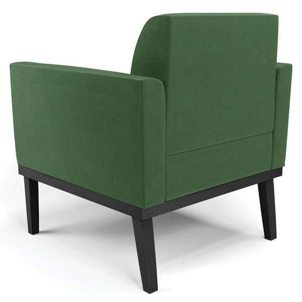 Imagem de Poltrona Base Madeira Preto Kit 2 Maressa Suede Verde