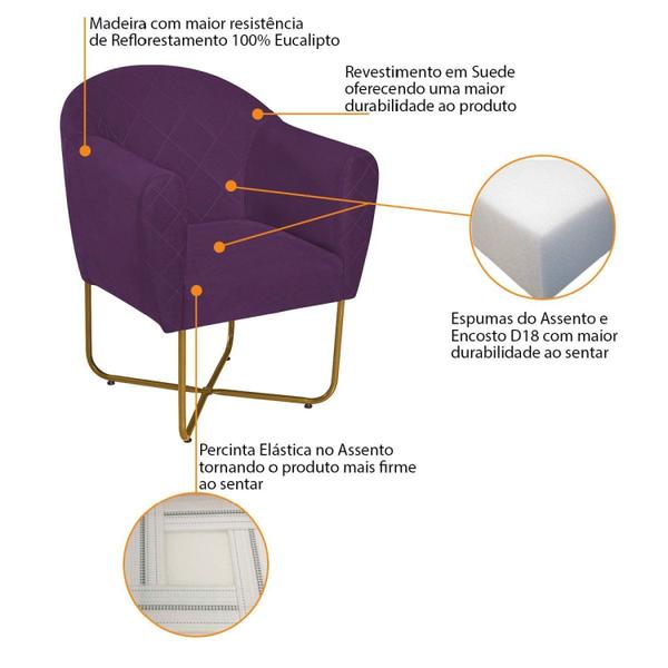 Imagem de Poltrona Base X Suede Herrera Roxo