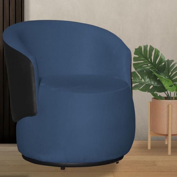 Imagem de Poltrona Beatriz Suede Azul Royal Com Composê Corano Preto - Belliv Decor