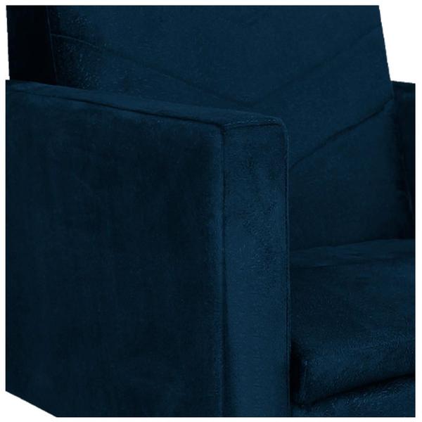 Imagem de Poltrona Bella Base Giratória de Metal Suede Azul Marinho - ADJ Decor