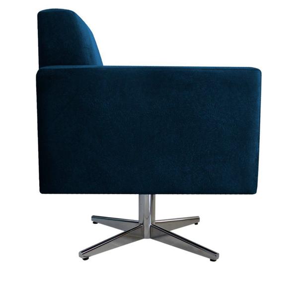 Imagem de Poltrona Bella Base Giratória de Metal Suede Azul Marinho - ADJ Decor