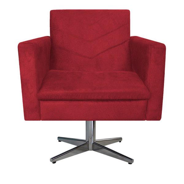 Imagem de Poltrona Bella Base Giratória de Metal Suede Vermelho - ADJ Decor