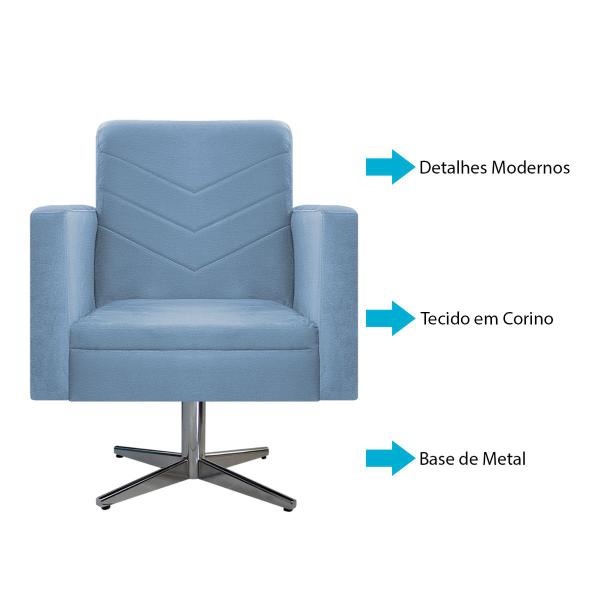 Imagem de Poltrona Bella Base Giratória Metal Sintético Azul Bebê - ADJ Decor