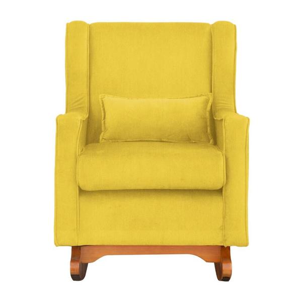 Imagem de Poltrona C/ Puff Balanço Amamentação Aurora Suede Amarelo - LM DECOR