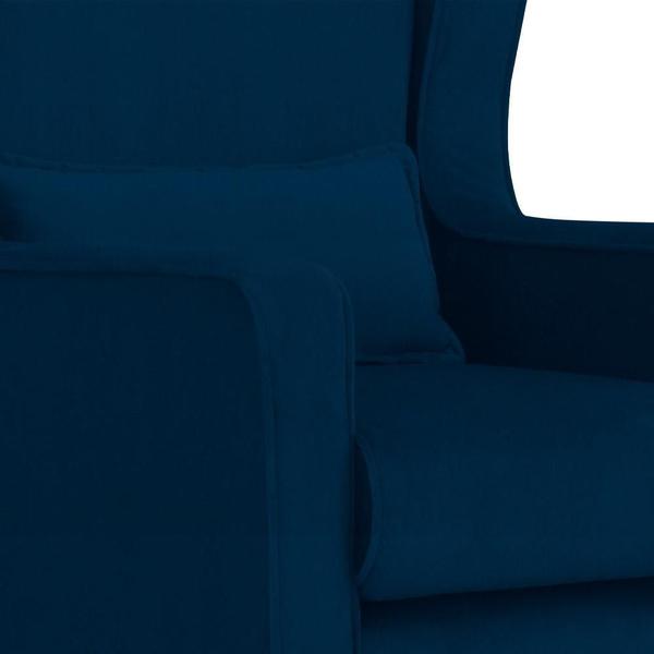 Imagem de Poltrona C/ Puff Balanço Amamentação Aurora Suede Azul Marinho - LM DECOR