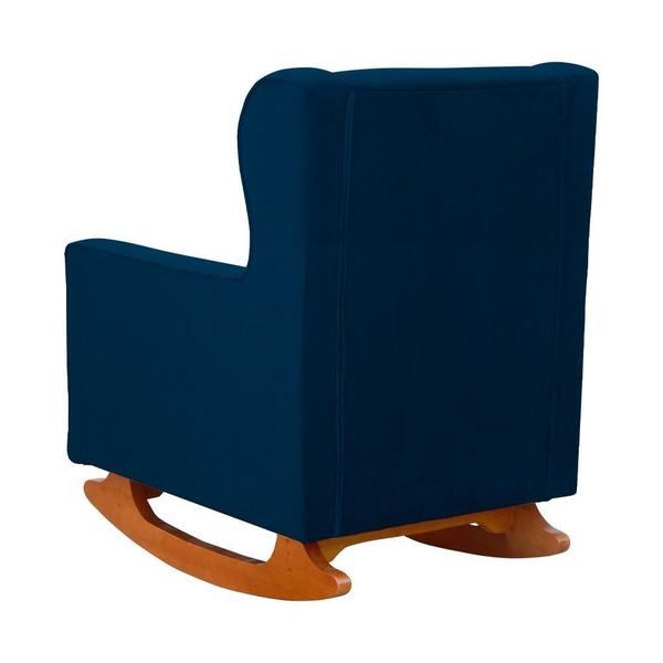 Imagem de Poltrona C/ Puff Balanço Amamentação Aurora Suede Azul Marinho - LM DECOR