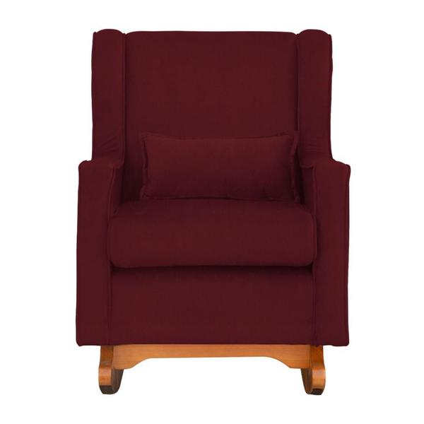 Imagem de Poltrona C/ Puff Balanço Amamentação Aurora Suede Bordo - LM DECOR