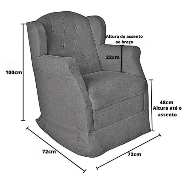 Imagem de Poltrona Cadeira Amamentação Balanço Conforto Suede Manuela