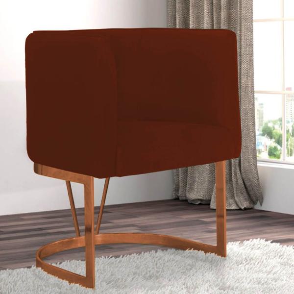 Imagem de Poltrona Cadeira Aurora Luxo Confort Industrial Ferro Bronze Suede Telha Terracota - Ahz Móveis