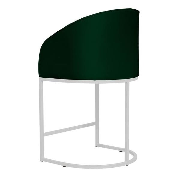 Imagem de Poltrona Cadeira Banqueta Mia Base Branca Veludo Verde - Montanaris Decor