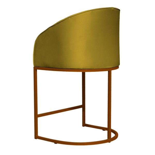 Imagem de Poltrona Cadeira Banqueta Mia Base Bronze Veludo Amarelo - Montanaris Decor