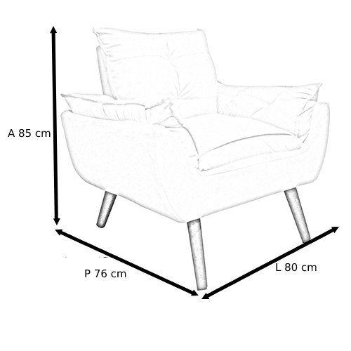 Imagem de Poltrona/Cadeira com Base Giratória Glamour Opala Pés de 30cm em Madeira