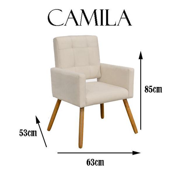 Imagem de Poltrona Cadeira Decorativa c/ Costas Vazadas Camila Pés Palito Corano Branco - Dl Decor