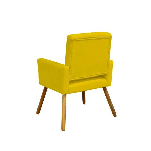 Imagem de Poltrona Cadeira Decorativa c/ Costas Vazadas Camila Pés Palito Suede  Amarelo - Dl Decor