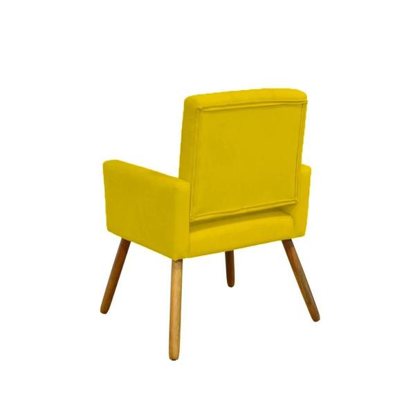 Imagem de Poltrona Cadeira Decorativa Camila Pés Palito Sala de Estar Corano Amarelo - INCASA DECOR