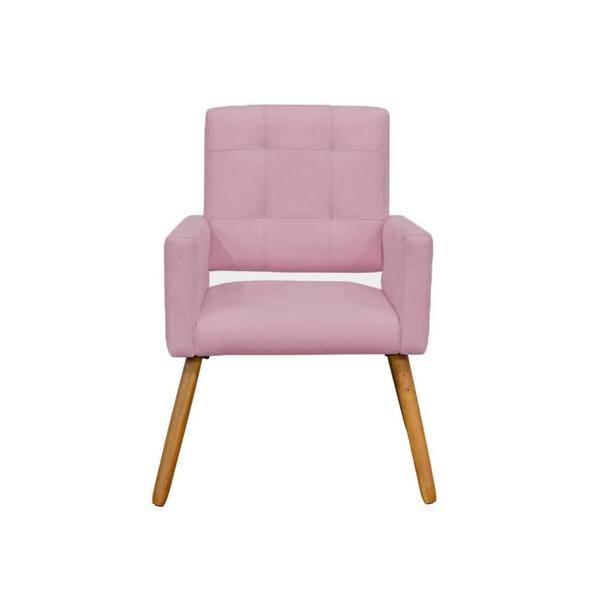 Imagem de Poltrona Cadeira Decorativa Camila Pés Palito Sala de Estar Suede Rosa Bebe - INCASA DECOR