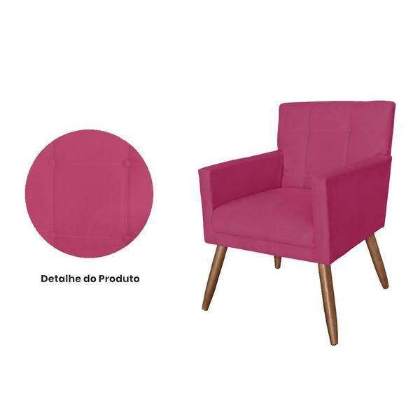 Imagem de Poltrona Cadeira Decorativa Estofada Para Consultório Luiza Suede Rosa Pink - DL Decor