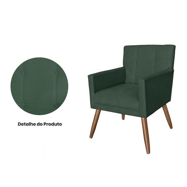 Imagem de Poltrona Cadeira Decorativa Estofada Para Consultório Onix Suede Verde - DL Decor