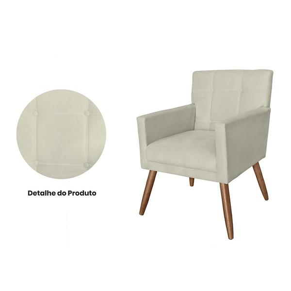 Imagem de Poltrona Cadeira Decorativa Estofada Para Recepção Onix Suede Bege - DL Decor