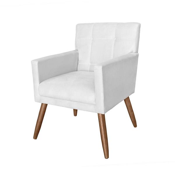 Imagem de Poltrona Cadeira Decorativa Estofada Para Salão de Beleza Luiza Suede Branco - DL Decor