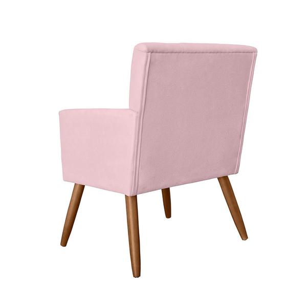 Imagem de Poltrona Cadeira Decorativa Estofada Para Salão de Beleza Onix Suede Rosa Bebe - DL Decor