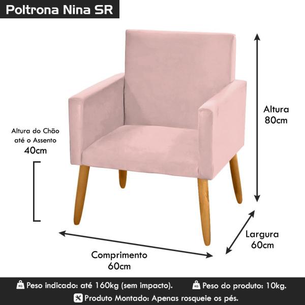 Imagem de Poltrona Cadeira Decorativa Nina Encosto Alto Veludo Rosê Rosa - 2M Decor