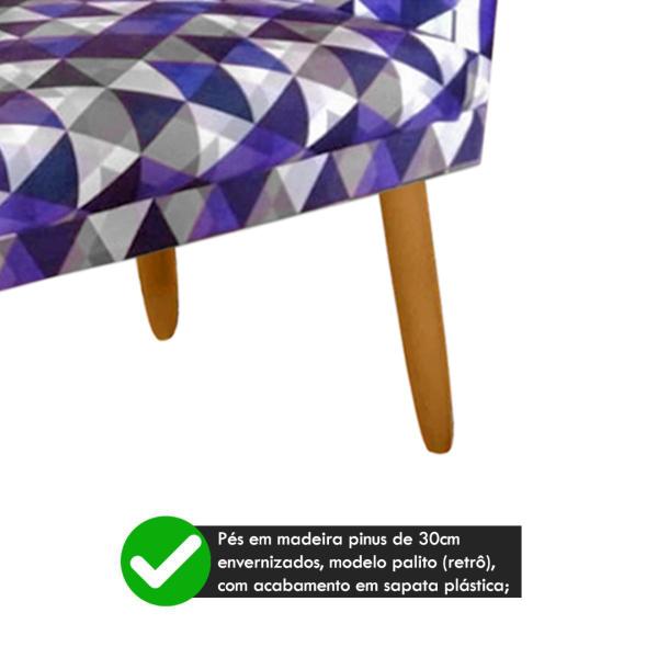 Imagem de Poltrona Cadeira Decorativa Nina Pés Madeira Rodapé Triangulo Roxo - 2M Decor