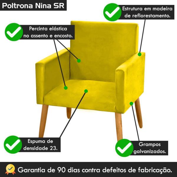 Imagem de Poltrona Cadeira Decorativa Nina Pés Madeira Suede Amarelo - 2M Decor