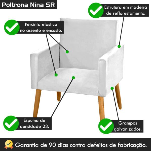 Imagem de Poltrona Cadeira Decorativa Nina Pés Madeira Suede Branco - 2M Decor