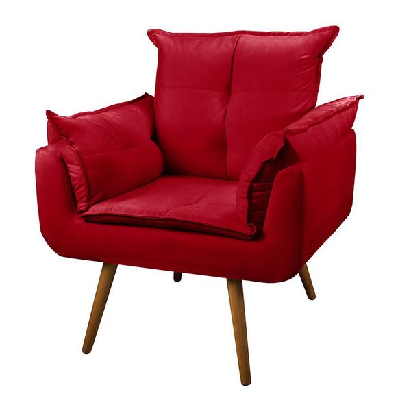 Imagem de Poltrona Cadeira Decorativa Opala Consultório Suede Vermelho