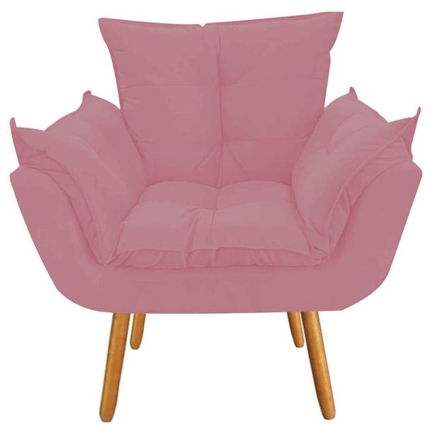 Imagem de Poltrona Cadeira Decorativa  Opala Sala de Estar Recepção Consultório Escritório material sintético Rosa Bebê - Damaffê Móveis