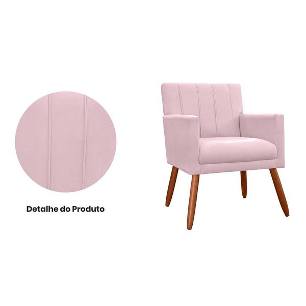 Imagem de Poltrona Cadeira Decorativa Para Sala Recepção Cecília Corano Rosa Bebe - INCASA DECOR