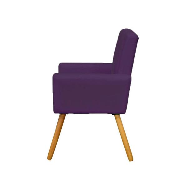 Imagem de Poltrona Cadeira Estofada Decorativa Camila Recepção Suede Roxo - INCASA DECOR