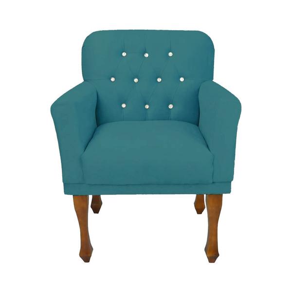 Imagem de Poltrona Cadeira Estofada Decorativa Para Escritório Anitta Suede Azul Turquesa DL Decor