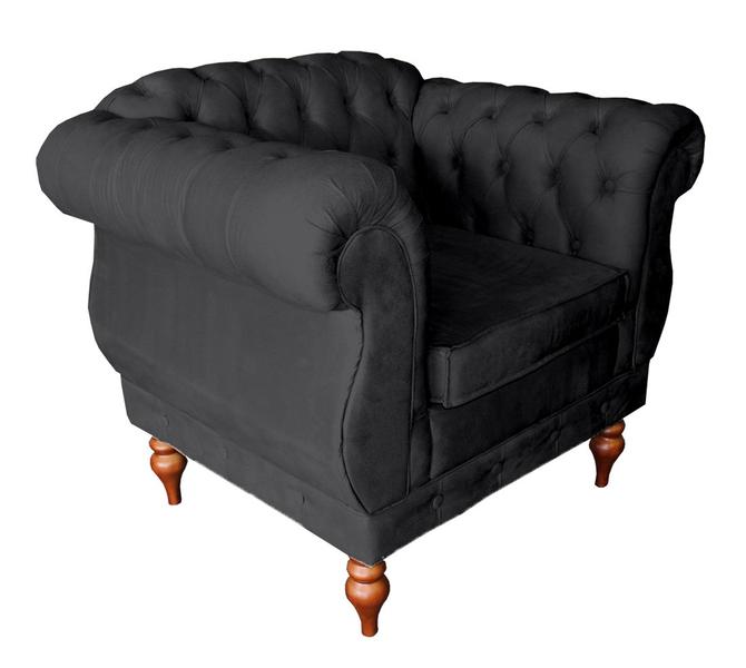 Imagem de Poltrona Cadeira Estofada Para Recepção Chesterfield Capitone - Suede - Sv Decor