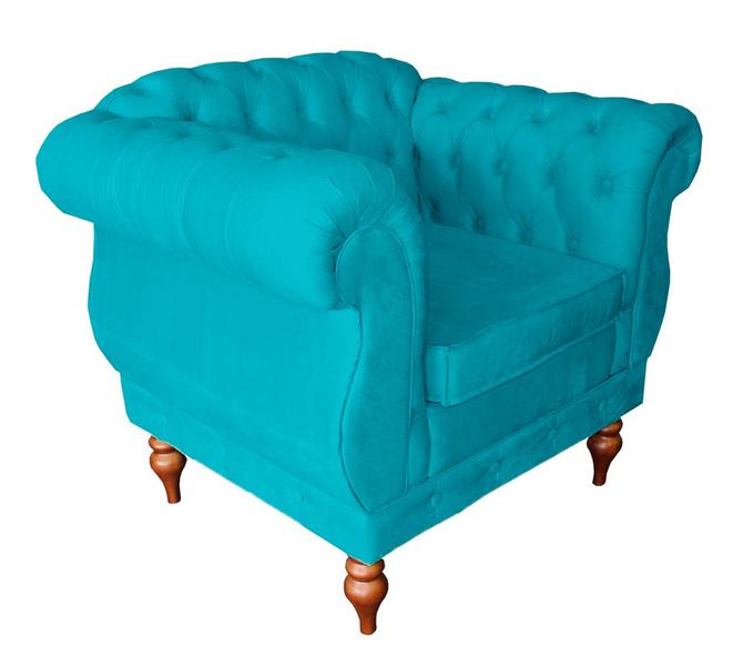 Imagem de Poltrona Cadeira Estofada Para Recepção Chesterfield Capitone - Suede - Sv Decor