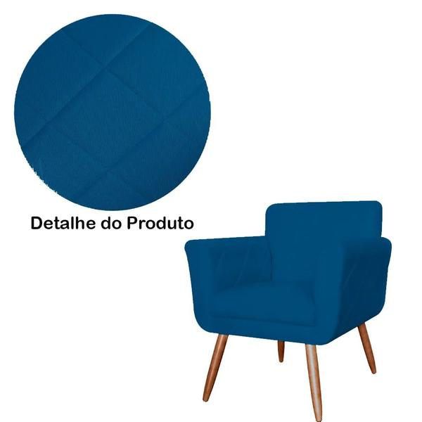 Imagem de Poltrona Cadeira Isabella Decorativa Estofada Pés Palito Suede Azul Royal - INCASA DECOR