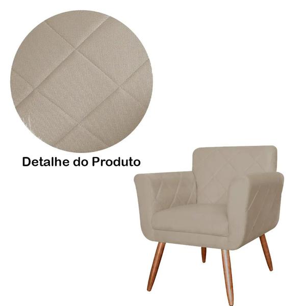 Imagem de Poltrona Cadeira Isabella Decorativa Estofada Pés Palito Suede Cappuccino - INCASA DECOR