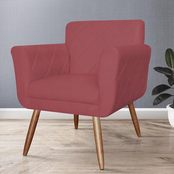 Imagem de Poltrona Cadeira Isabella Decorativa Estofada Pés Palito Suede Vermelho Bordo - INCASA DECOR