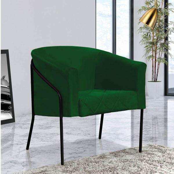 Imagem de Poltrona Cadeira Roni Luxo Industrial Ferro Preto Suede Verde Musgo - Ahz Móveis